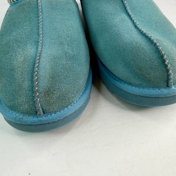 UGG Tasman Slippers Suede Lined Moccasin Shoes Deep Ice Teal Blue Womens Size 11 - Picture 5 of 10
